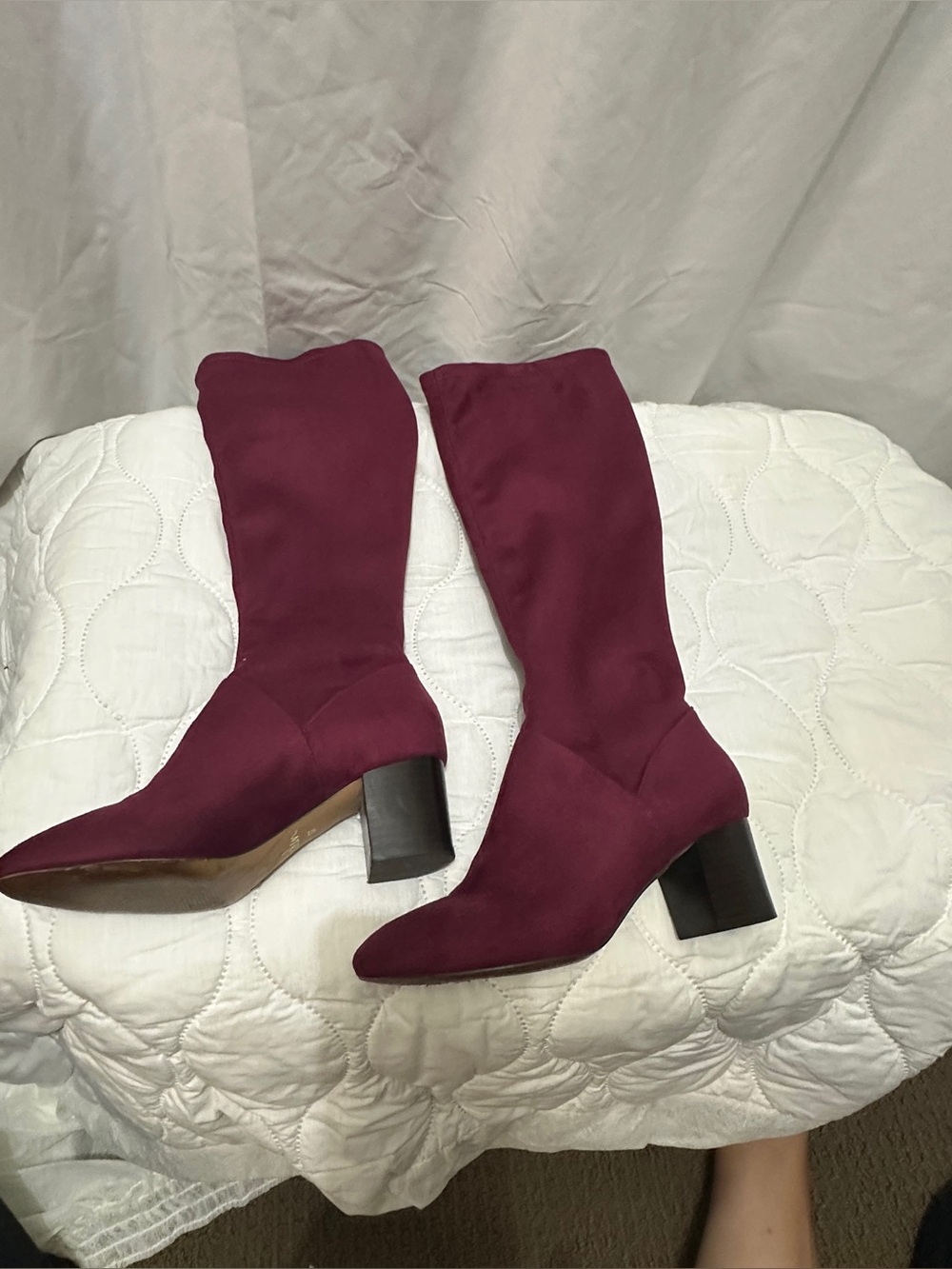 Women's Boden Burgundy Mid-Calf Block Heel Boots